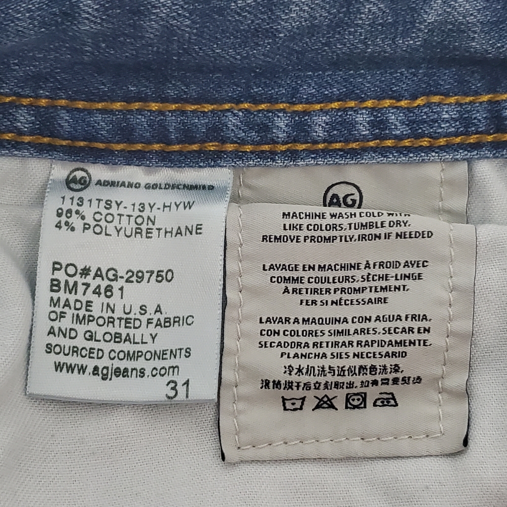 Ag Adriano Goldschmied Matchbox Light Blue Slim Straight Jeans Women's Size 31 - Picture 9 of 9